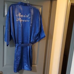 Maid of Honor Blue Satin Robe